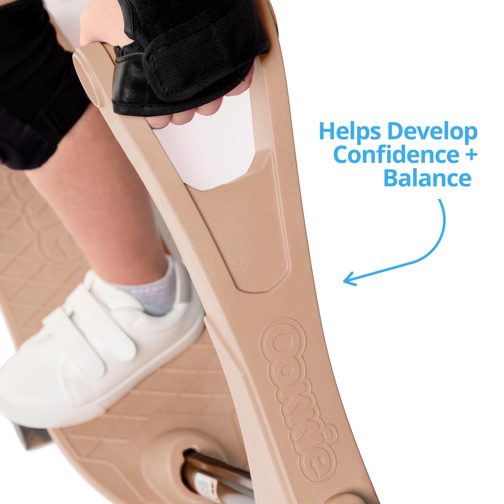 Ookkie Kids Learner Skateboard, Helps Develop Balance & Self Confidence, 4-in-1 Skateboard, Easy Setup, Gift Idea (Sand)