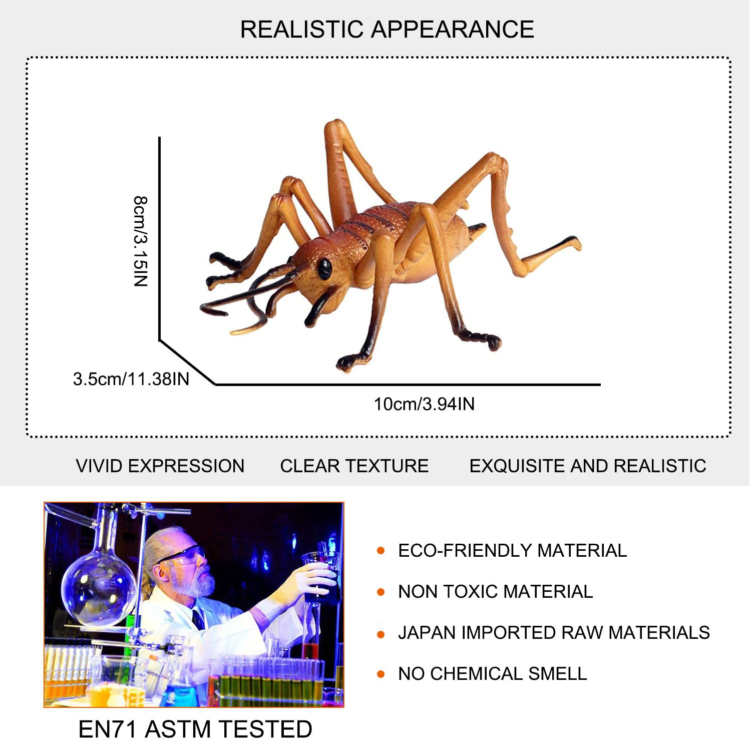 JOKFEICE Realistic Animal Figures Cricket Figurines Insect Toy, Science Project, Cake Topper, Early Educational Toys Birthday for Toddlers Kids Age 3
