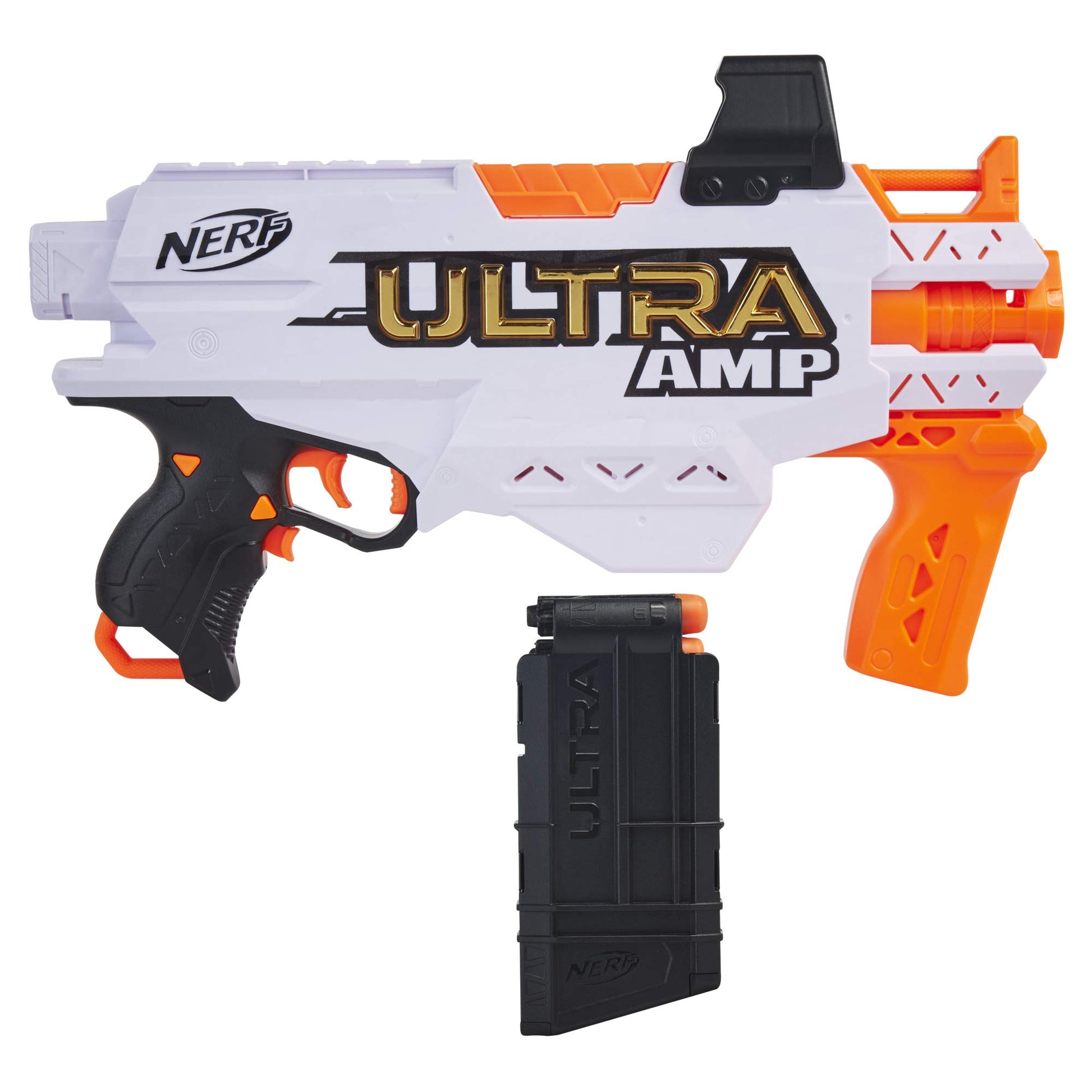Nerf Ultra Amp Motorized Blaster, 6-Dart Clip, 6 Ultra Darts, Compatible Only Ultra Darts