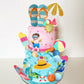 21 PCS Beach Cake Topper Summer Hawaiian Cake Decorations with Slipper and Swimmer Clay for Swimming Pool Aloha Birthday
