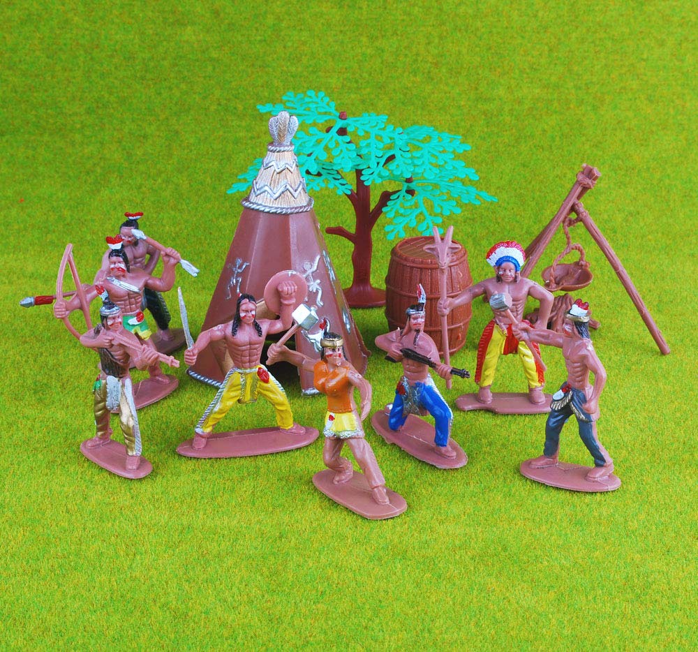 NWFashion 55PCS/Set West Cowboys American Indians Plastic Figure Playset Accessories