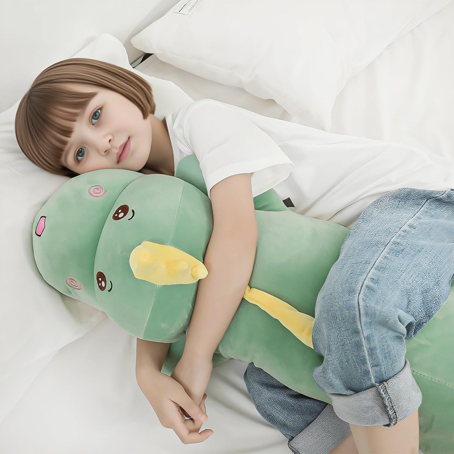 Tianmihou 32 Inch Giant Dinosaur Plush Body Pillow, Cute Long Dinosaur Stuffed Animal, Large Soft Big Dinosaur Plushies Toy, Gifts for Kids Boys Girls