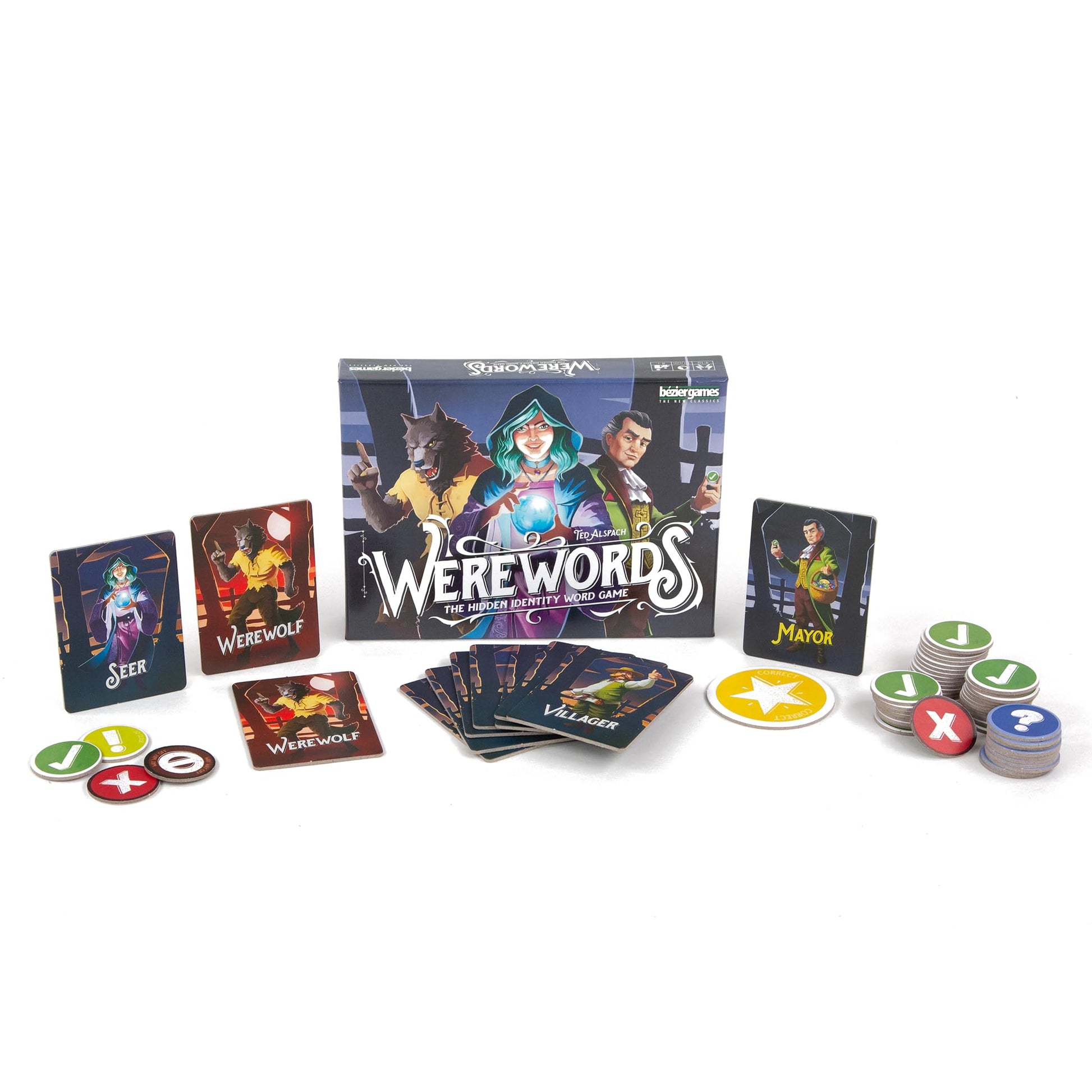 Bezier Games Werewords | Fast 5-Minute Word-Guessing Social Deduction and Bluffing Family Game | Hidden Roles and Voting | 4-10 Players