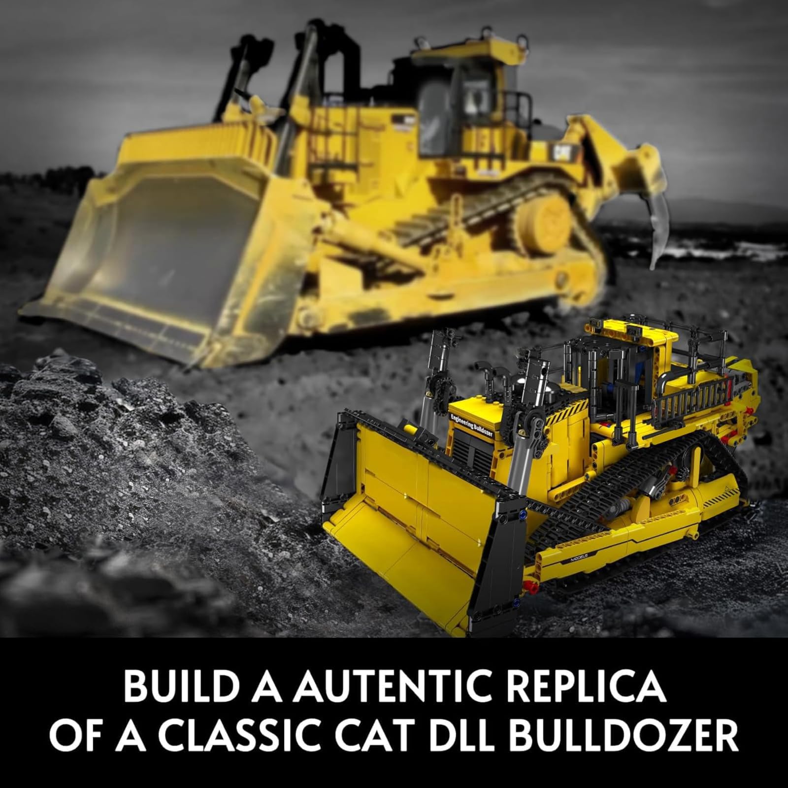 Mould King Bulldozer Technique Building Set, App-Controlled 2.4G RC Bulldozer Truck Construction Vehicle Toys with Engines, DIY Engineering Model Sets