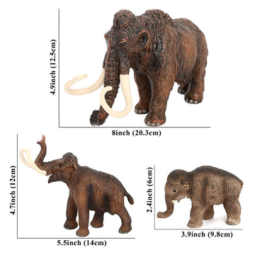 Vankcp 3PCS Figurines Mammoth Family Toy,Realistic Ancient Elephant Figurines Model, Cake Toppers Playset Eduactional Toys Party Playset Toys Ideal