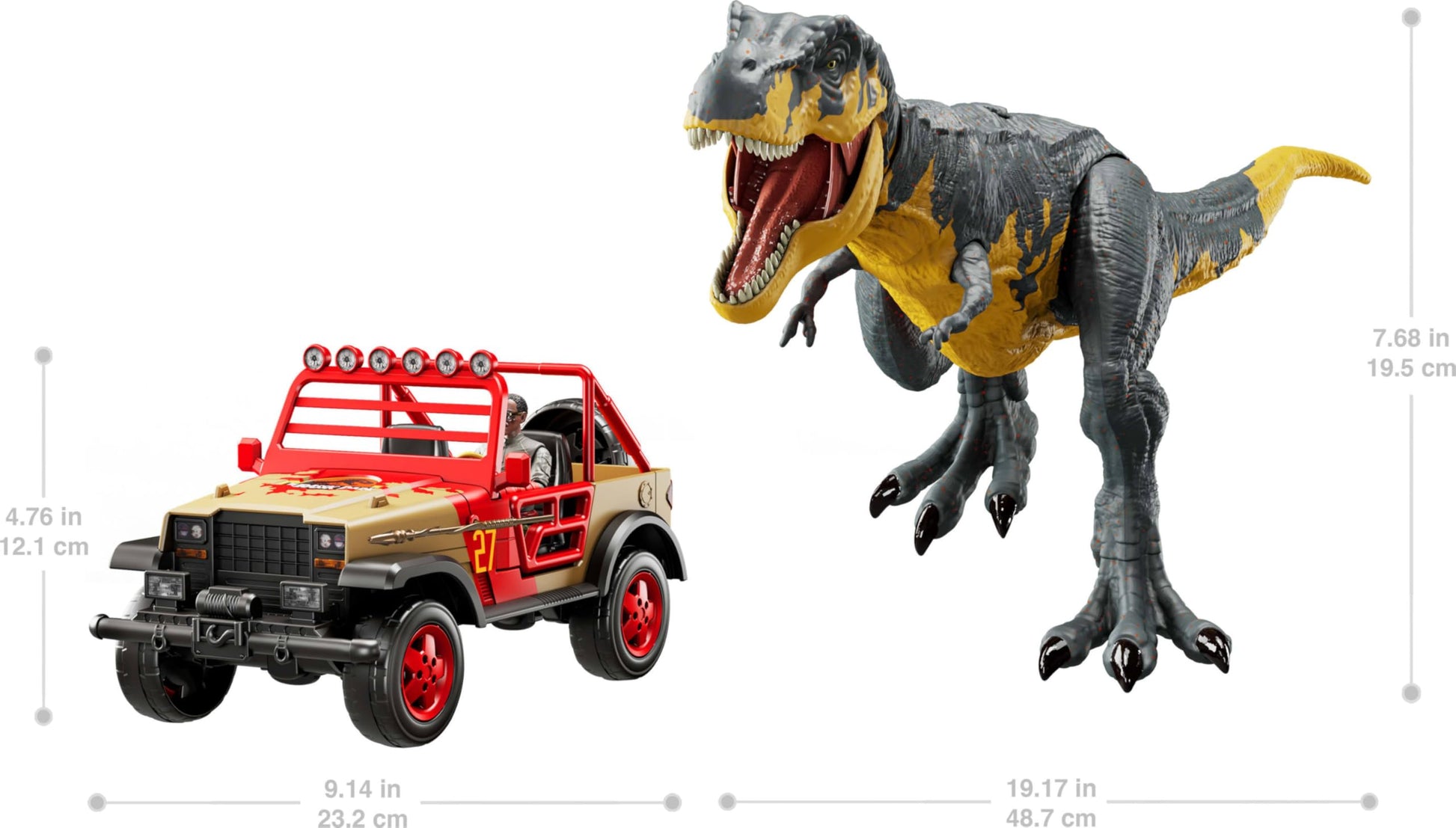 Mattel Jurassic Park ’93 Classic Set, T. rex, Ray Arnold Action Figure, Vehicle
