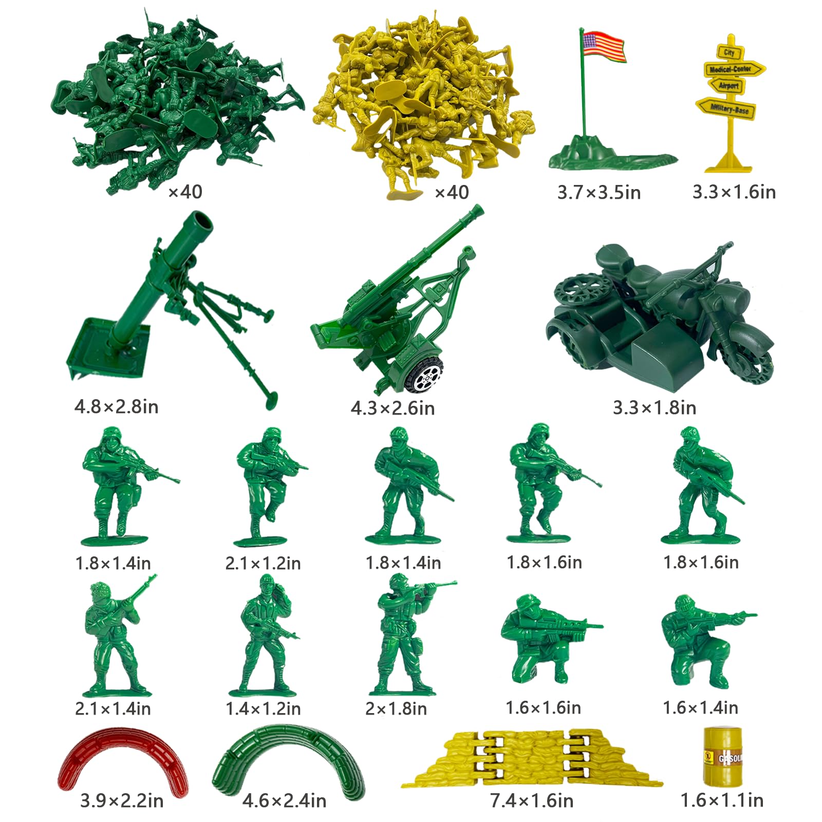 TALGIC Army Men Toys Large Battle Playset-Set Includes Army Men Action Figures, Military Battle Mat, Tanks, Helicopters, Jeep, Ambulance, Trucks