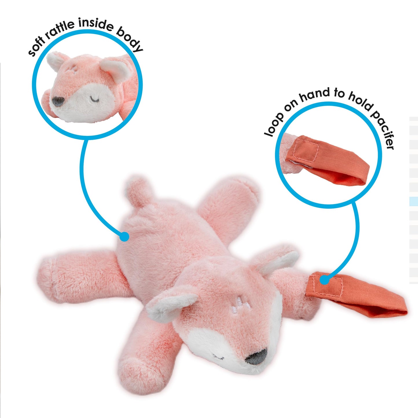 Carter's Fawn Plush Rattle with Loop Teether for Infants and Babies