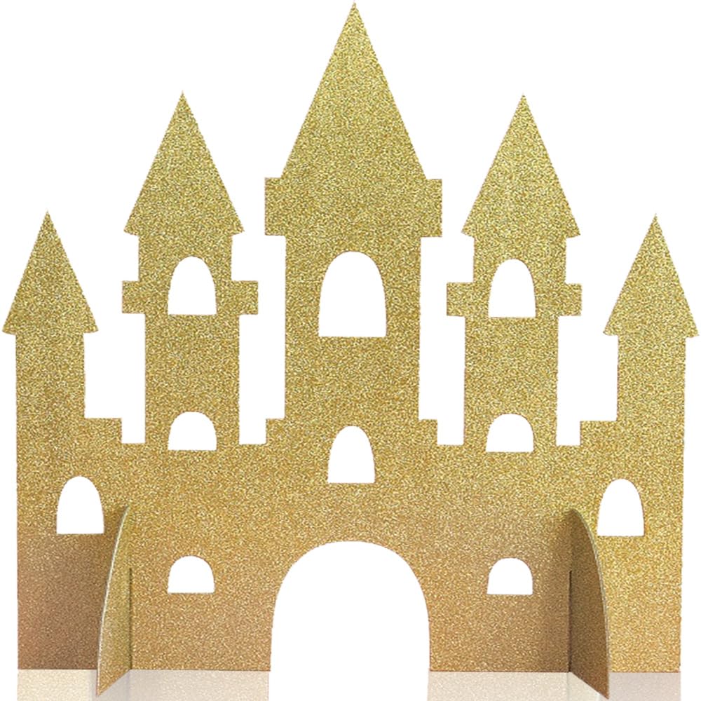 Gold Glitter Princess Castle Centerpiece (35cm) 1 Piece - Perfect for Enchanting Decorations
