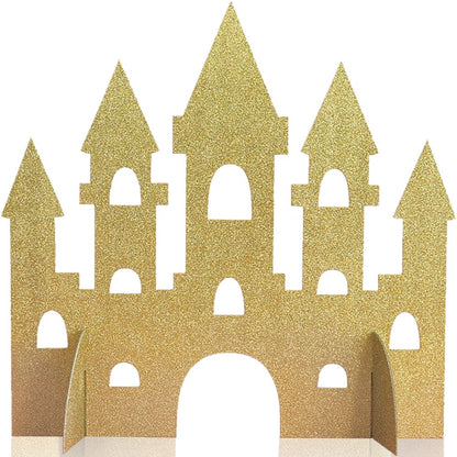 Gold Glitter Princess Castle Centerpiece (35cm) 1 Piece - Perfect for Enchanting Decorations