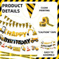 Construction Party Supplies Dump Truck Party Decorations Set with caution tape, construction pennant flags, Happy Birthday Banner, Vehicle Banner