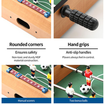 TALLO 20” Mini Foosball Table, Wooden Tabletop Soccer Game Set w/ 2 Footballs, Portable Table Top Foosball for Kids Family Outdoor and Indoor Play