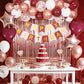 MSMANCY Burgundy Birthday Decorations for Women with Happy Bithday Banner, Curtains, Burgundy Heart Balloons for 16th 18th 21st 30th 40th 50th 60th