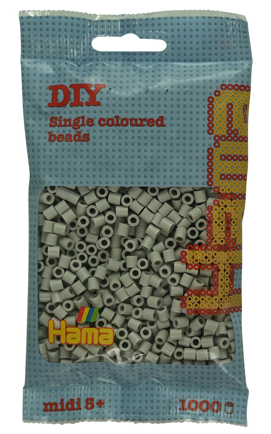 Hama Bead Bag - Approx. 1000 Midi Safety Beads Mosaic Decoration for Children from 5 Years Cloud Grey