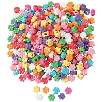Fabulous Flower Pony Beads - Bulk Set of 600 - DIY Crafts for Kids
