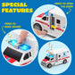 JOYIN 4 Packs Emergency Vehicle Toy Playsets, Friction Powered Vehicles with Light and Sound, Including Fire Truck, Ambulance, Play Police Car