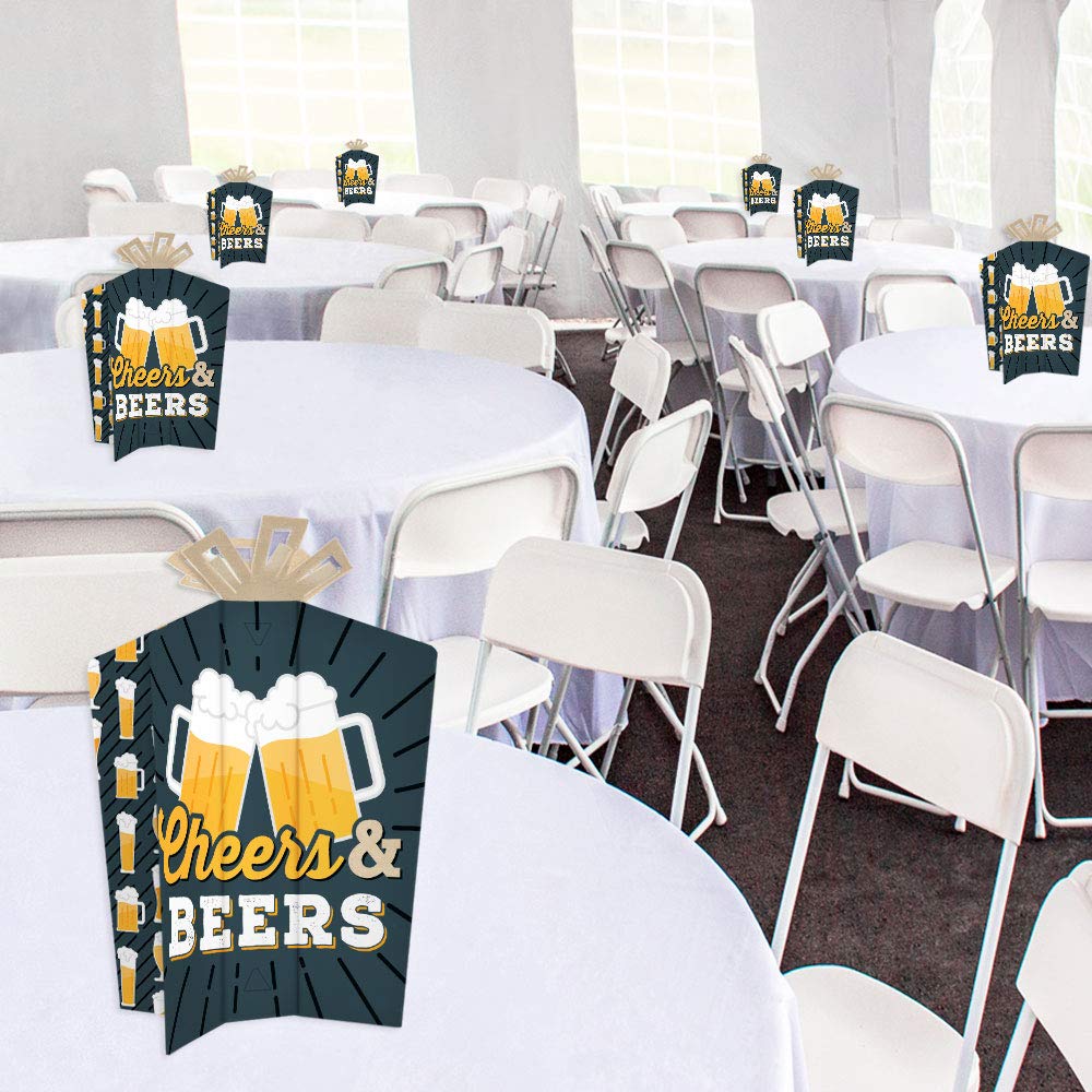 Big Dot of Happiness Cheers and Beers Happy Birthday - Table Decorations - Birthday Party Fold and Flare Centerpieces - 10 Count