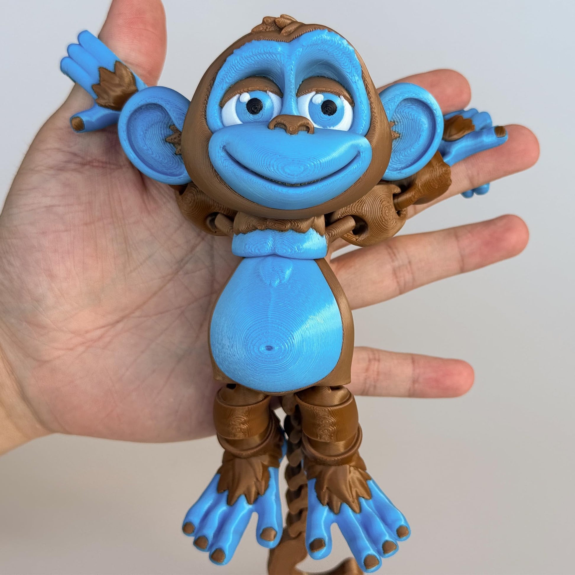 Whattiho 3D Printed Articulated Monkey Fidget Toy - Posable, Hangable, Stands on Its Own for Fun Poses and Display (Multicolor)