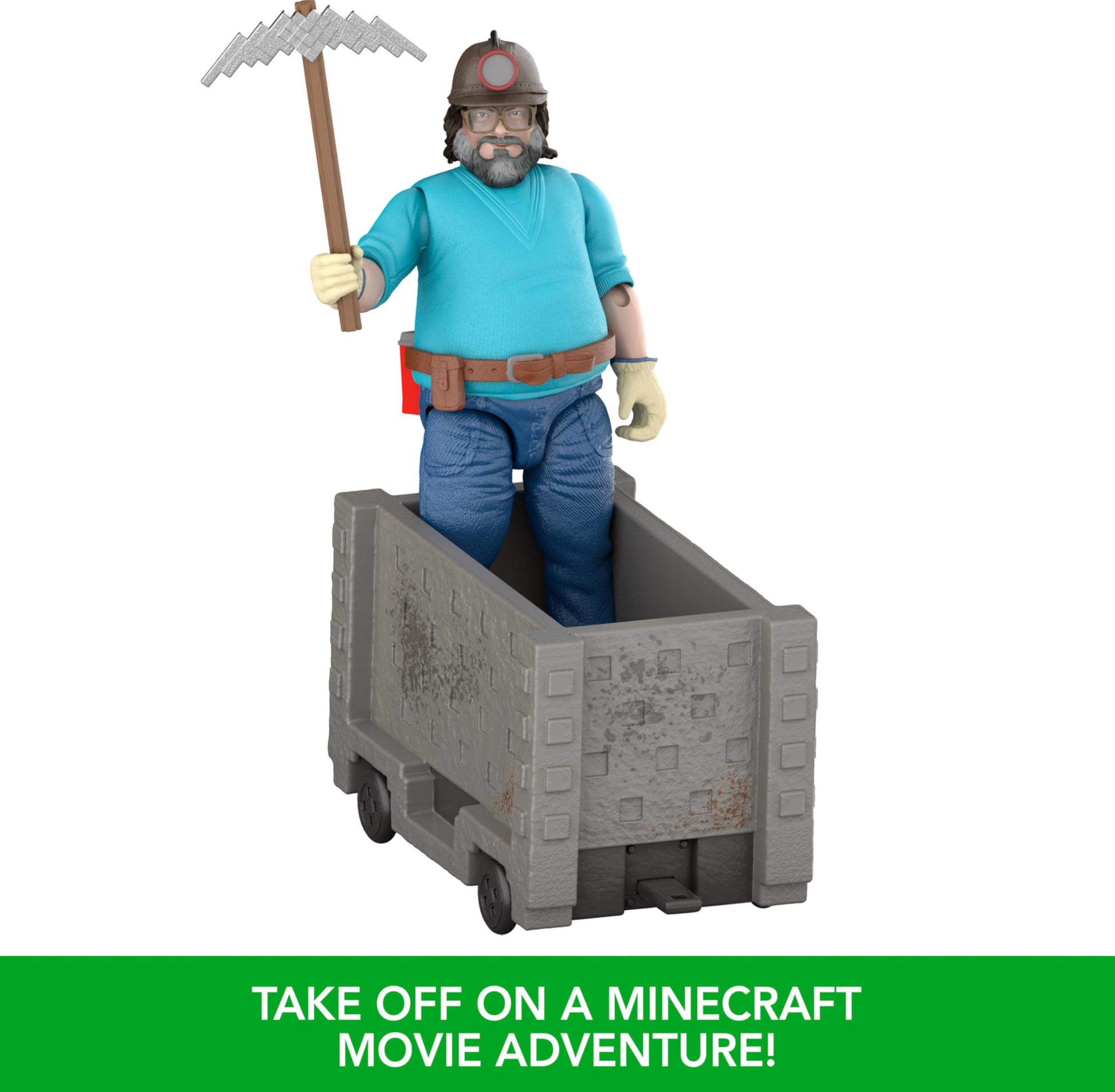 Mattel Minecraft Action Figure Set, Explosive Minecart Escape with 4-inch Steve & Mining Accessories, Toy Collectible Inspired by the Movie