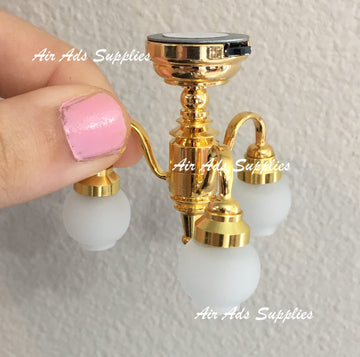 1:12 Scale Dollhouse Miniature Bedroom Living Room Chandelier LED Light Ceiling Light; High 3.5CM