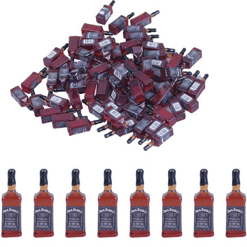 40Pcs Tiny Miniature Mini Whiskey Bottles Toys, 1:24 Dollhouse Kitchen Accessories Wine Decoration, Cute Wine Bottle Models for Fairy Garden Pub Bar
