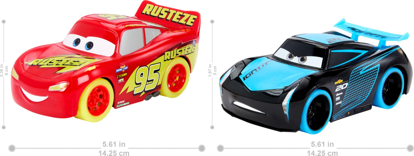 Mattel Disney Pixar Cars Track Talkers Glow Racers Lightning McQueen & Jackson Storm - 2pk