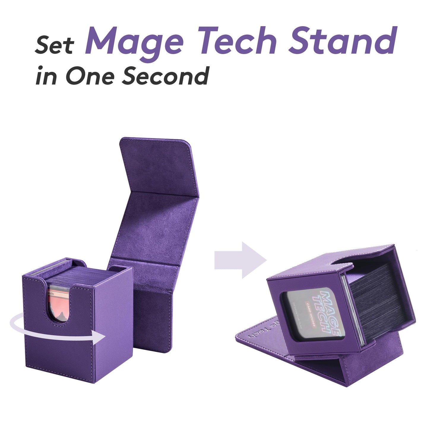 Mage Tech Commander Deck Box Lite - Card Display with Mini Snap Card Holder & Removable Cover, Fits 100+ Single-Sleeved Cards, Ideal for MTG, PTCG