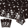 3 Pack Halloween Skeleton Tablecloth, Halloween Tablecloth Party Decorations, Plastic Skull Tablecover Backdrop Background Banner for Haunted House