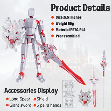Aminexus T13 Action Figure Set Assembled-3D Printed Multi-Jointed Movable Dummy 13?Titan 13 Action Figure, Birthday Gifts for Boys, Girls Desktop
