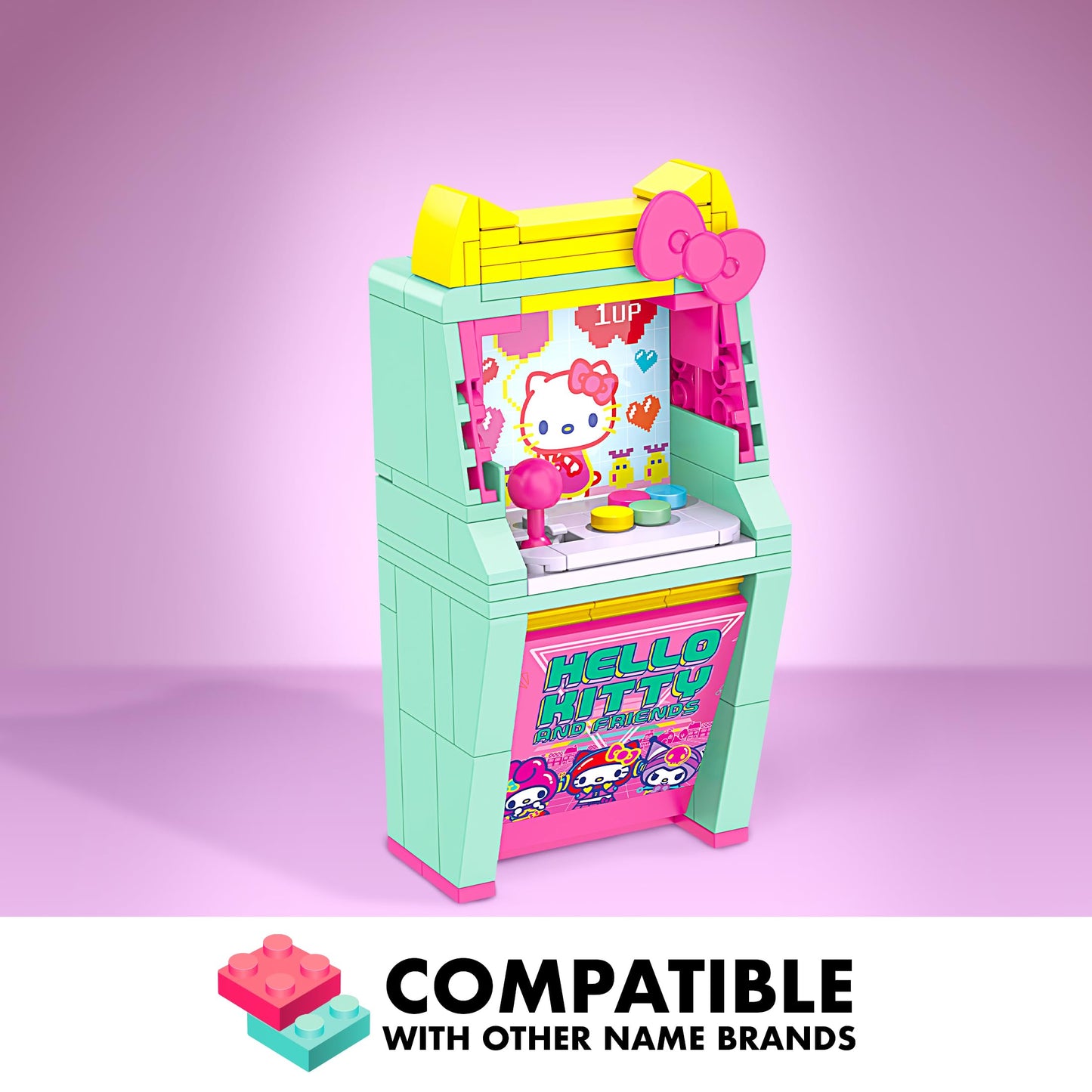 Brickcraft Hello Kitty and Friends Arcade Building Set, 102 PCS Toy Kit for Ages 12+, Retro Video Game Machine Model with Stickers, Cute Collectible