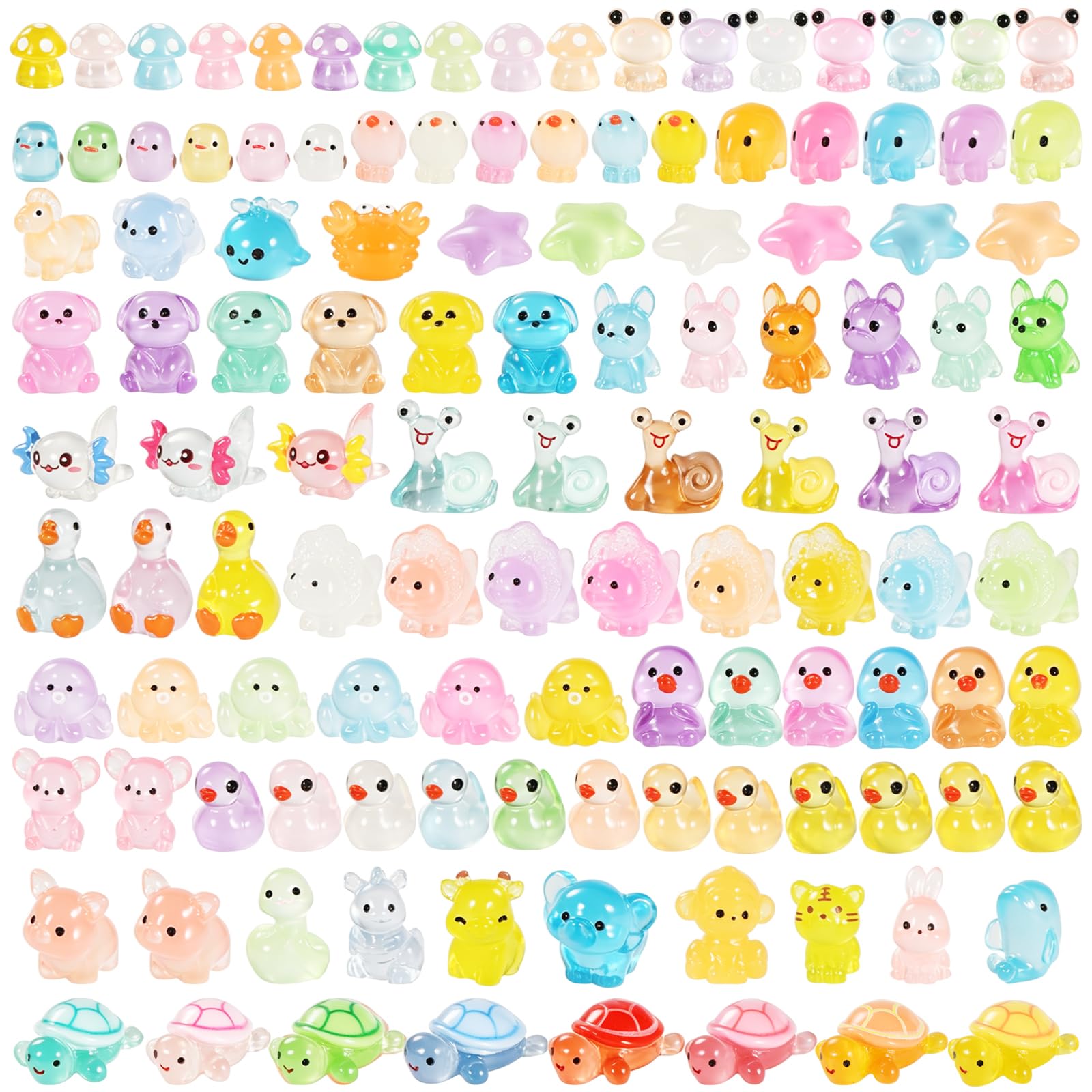120 Glow In The Dark Animal Resin - 30 Styles?These small animals glow in the dark, Perfect for fairy garden decorations, Miniature landscape