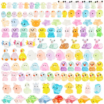 120 Glow In The Dark Animal Resin - 30 Styles?These small animals glow in the dark, Perfect for fairy garden decorations, Miniature landscape