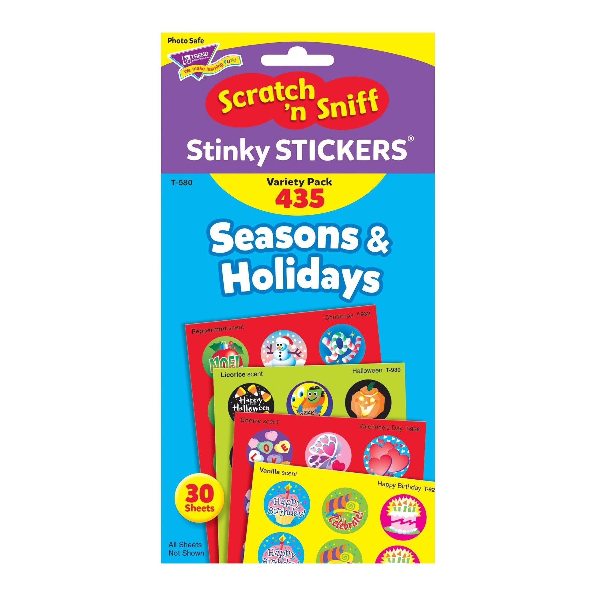 Trend Enterprises: Seasons & Holidays, Scented Scratch 'N Sniff Stinky Stickers, Fun for Rewards, Incentives, Crafts and as Collectibles, 29 Different