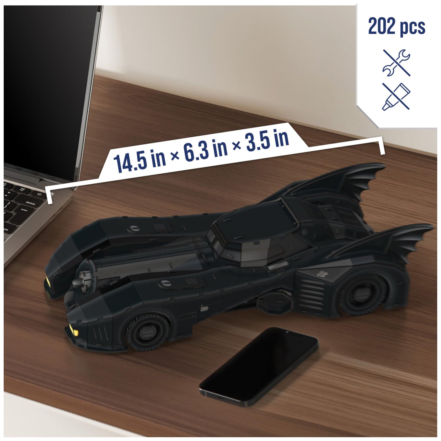 4D Build DC Comics Retro Batmobile 3D Puzzle Model Kit for Adults