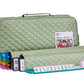 American Mahjong Set “Green" - Quilted PU Leather Carrying Bag with Shoulder Strap & Handles, All-in-One Tile Racks with Pushers, 166 Engraved Tiles