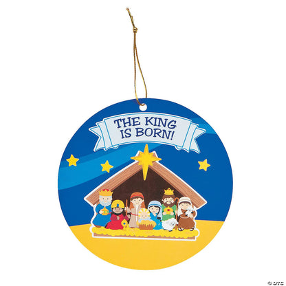 Fun Express Nativity Sticker Scene Ornament - Religious Craft Kits, Sunday School Arts & Crafts, DIY Ornaments - Makes 24