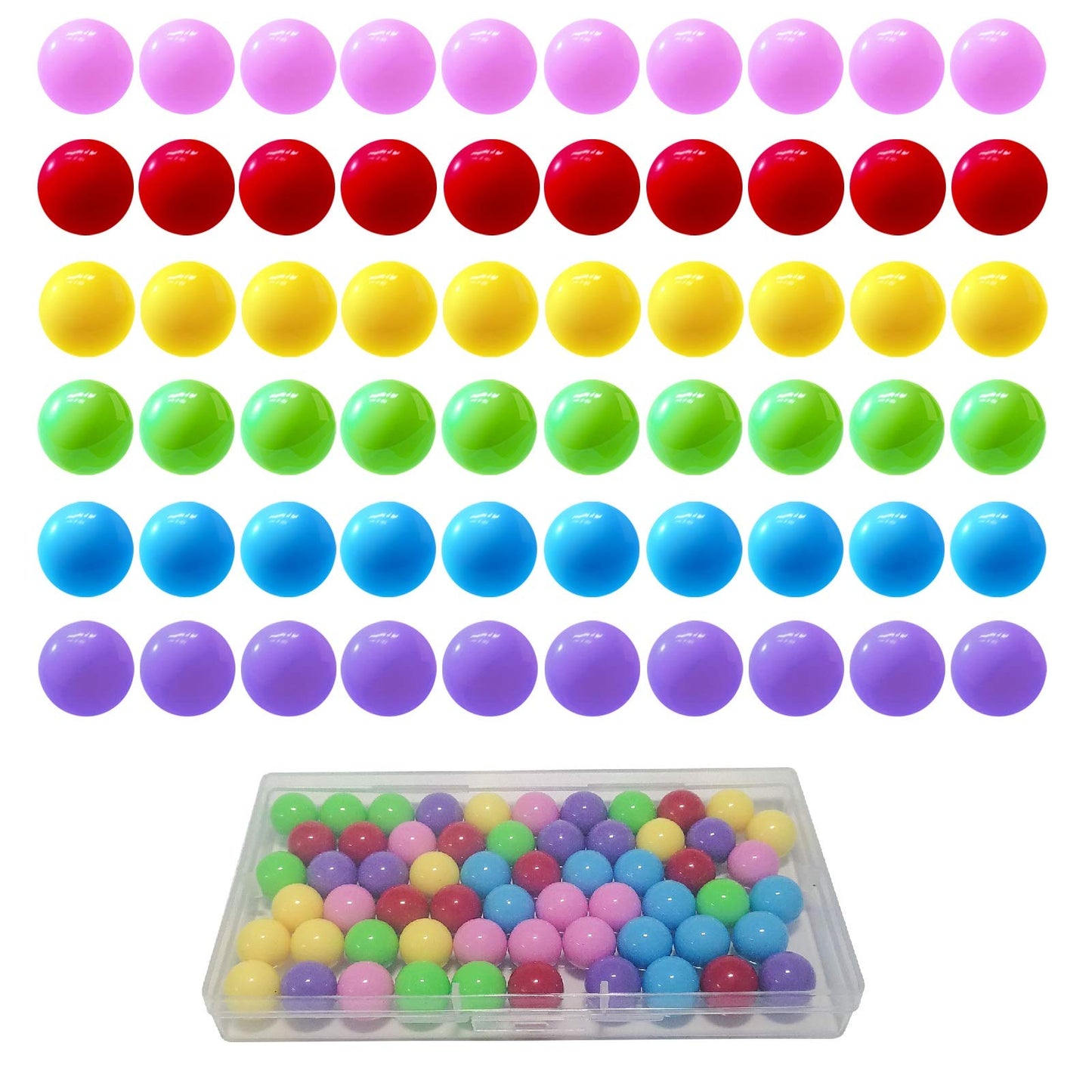 Yoeevi 60 Pcs Chinese Checkers Marbles Balls in 6 Colors,Game Replacement Balls with Plastic Box for Marble Run, Marbles Game
