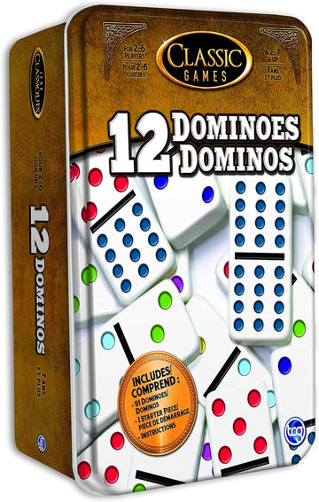 TCG Toys Classic Games - Double 12 Dominoes Tin - Be The First to Win! Great for Boys and Girls Over Age 7