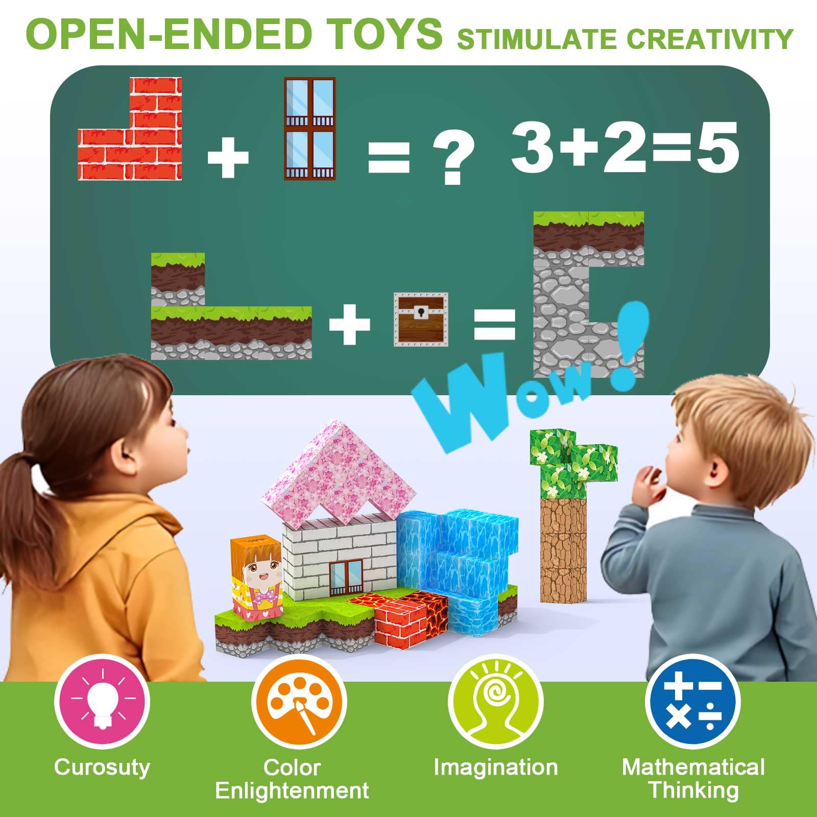 Mzyxxel Magnetic Blocks 100 PCS Magnetic Building Blocks, 3+ STEM Montessori Sensory Toys, Magnetic Cube for for 3 4 5 6 7 8 9 10 11 12 8-12 Years Old