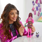 Barbie Extra Doll & Accessories with Pink-Streaked Brunette Hair in Graphic Hoodie & Plaid Skirt with Pet Panda