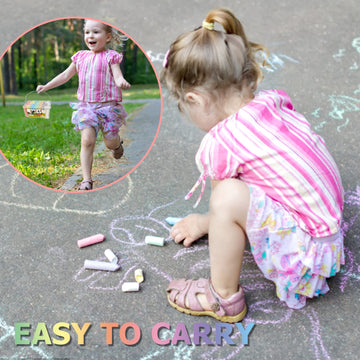 J-hong Washable Sidewalk Chalk Set- 52 Pieces 7 Colors Jumbo Chalk For Kid and Adult, Paint on Classroom Chalkboard or Outdoor Playground, Good Gift
