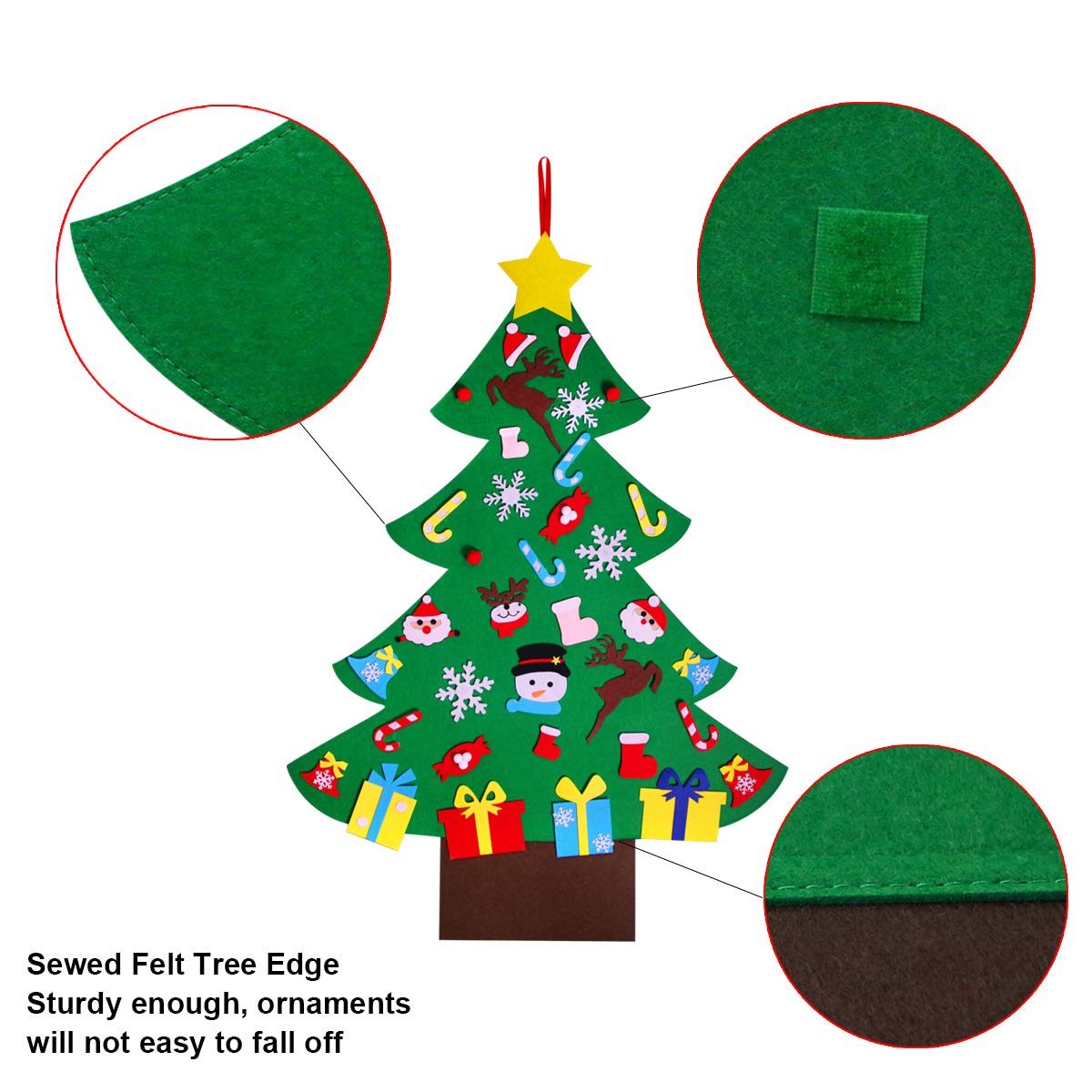 GameXcel 4ft Felt Christmas Tree for Toddlers with 36pcs Ornaments, Montessori DIY Xmas Decorations - 4 Feet