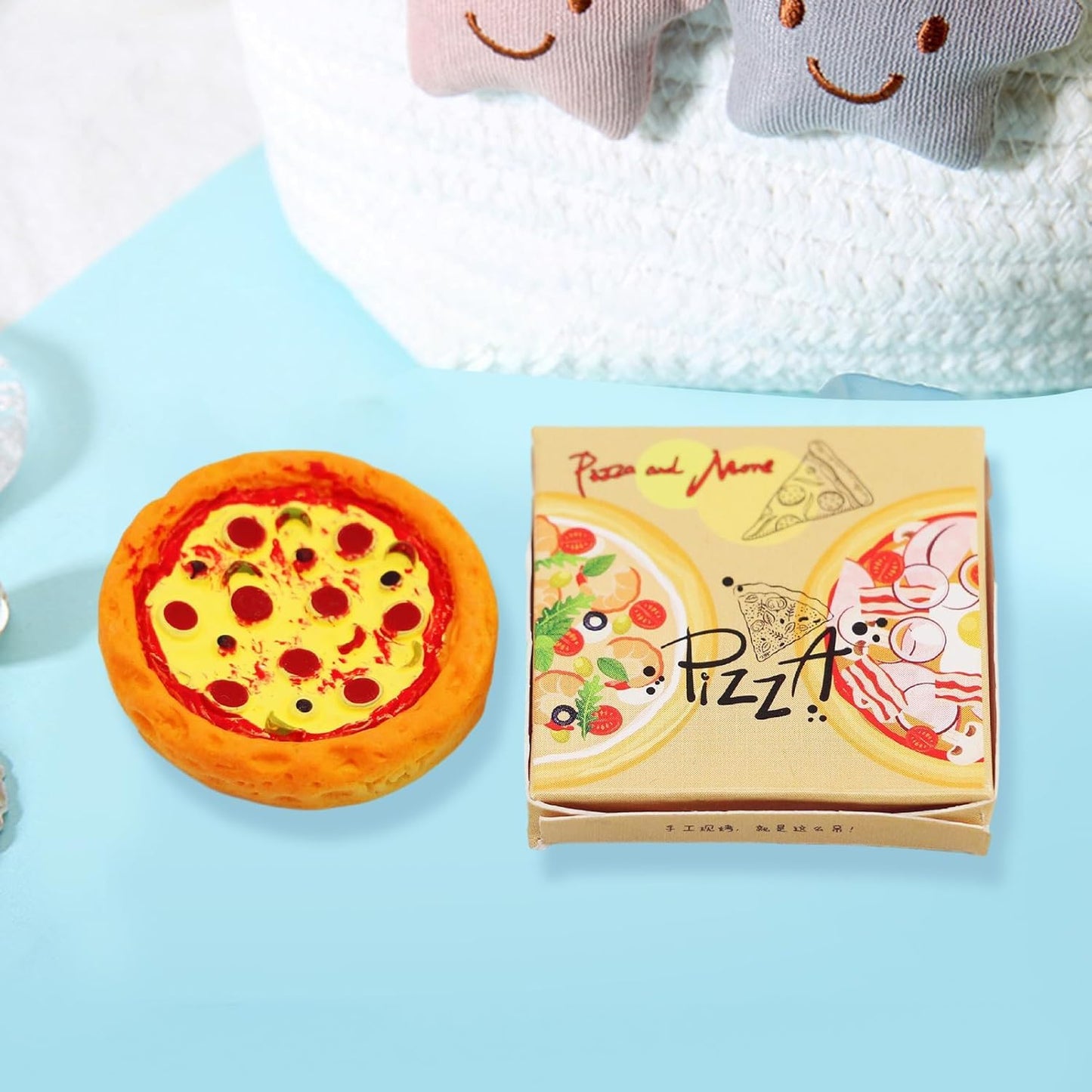Miniature Pizza Box Set, 1:12 Dollhouse Food Model Set Doll House Furniture Supplies, Dollhouse DIY Accessories, Dollhouse Furniture Shooting Props