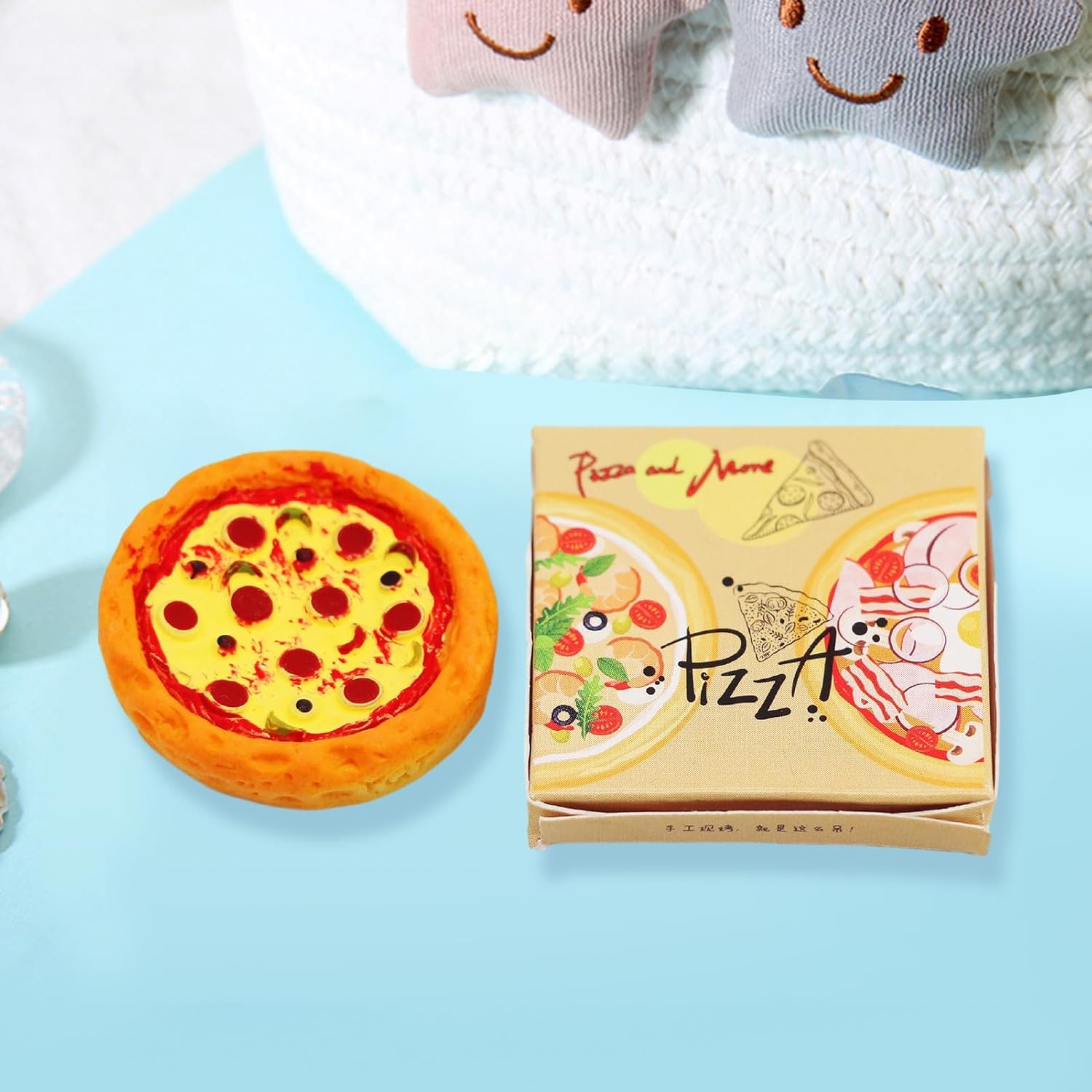 Miniature Pizza Box Set, 1:12 Dollhouse Food Model Set Doll House Furniture Supplies, Dollhouse DIY Accessories, Dollhouse Furniture Shooting Props