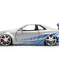 Jada Toys Fast & Furious 1:24 Scale Anniversary Edition 2002 Nissan Skyline GT-R (BNR34) Die-Cast Car with Brush Metal Finish - Collector Hobby