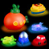 Light Up Bath Toys Transport Glowing Tub Toy with Auto Colourful Flashes Light 6pcs Floating Submarine Rocket Ship Car Airplane Aircraft Model Toy