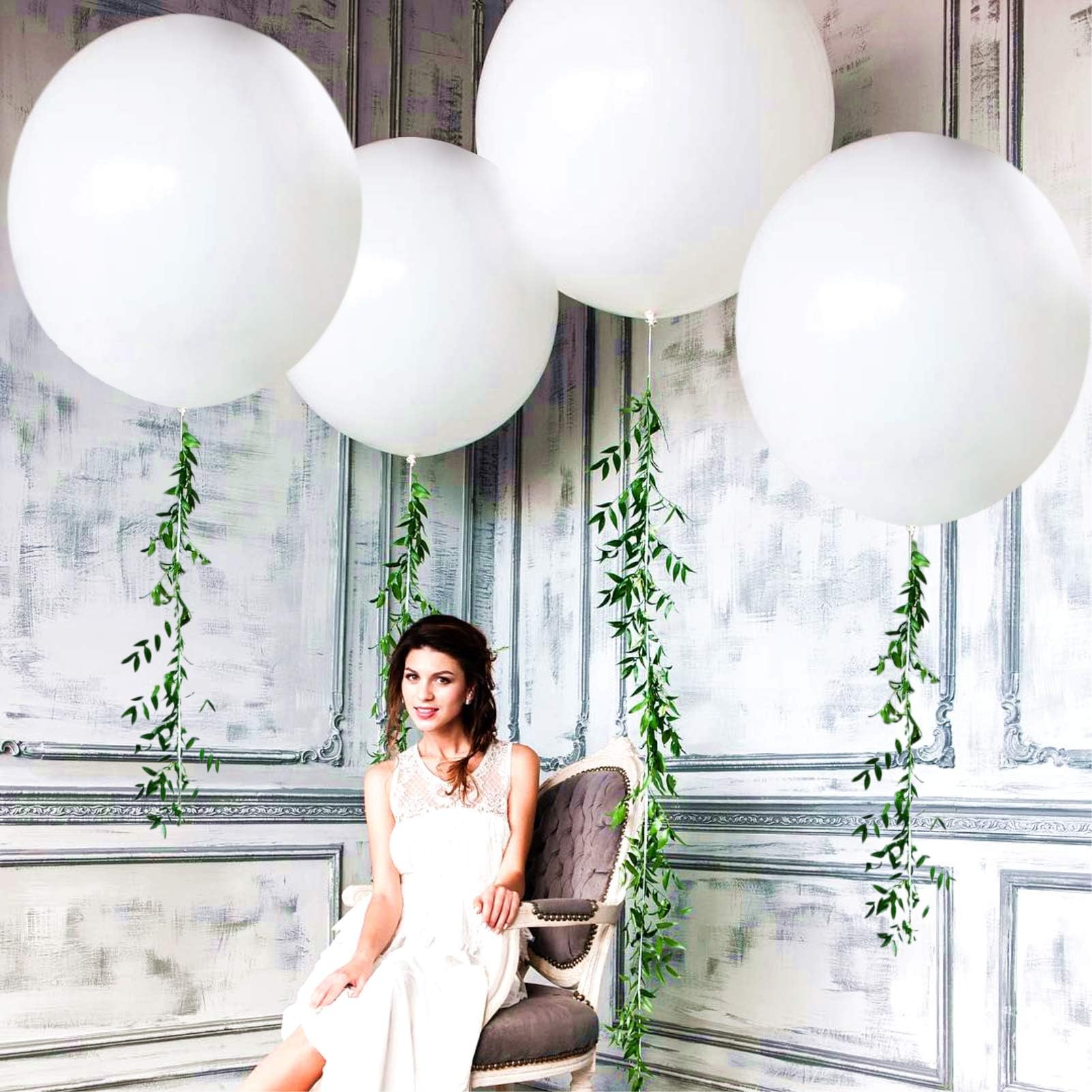 5PCS Big White Balloons Giant 36 Inch Large White Balloon Jumbo Balloon for Birthday Wedding Baby Shower Carnival Party New Year's Day Decorations