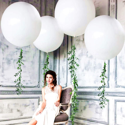 5PCS Big White Balloons Giant 36 Inch Large White Balloon Jumbo Balloon for Birthday Wedding Baby Shower Carnival Party New Year's Day Decorations