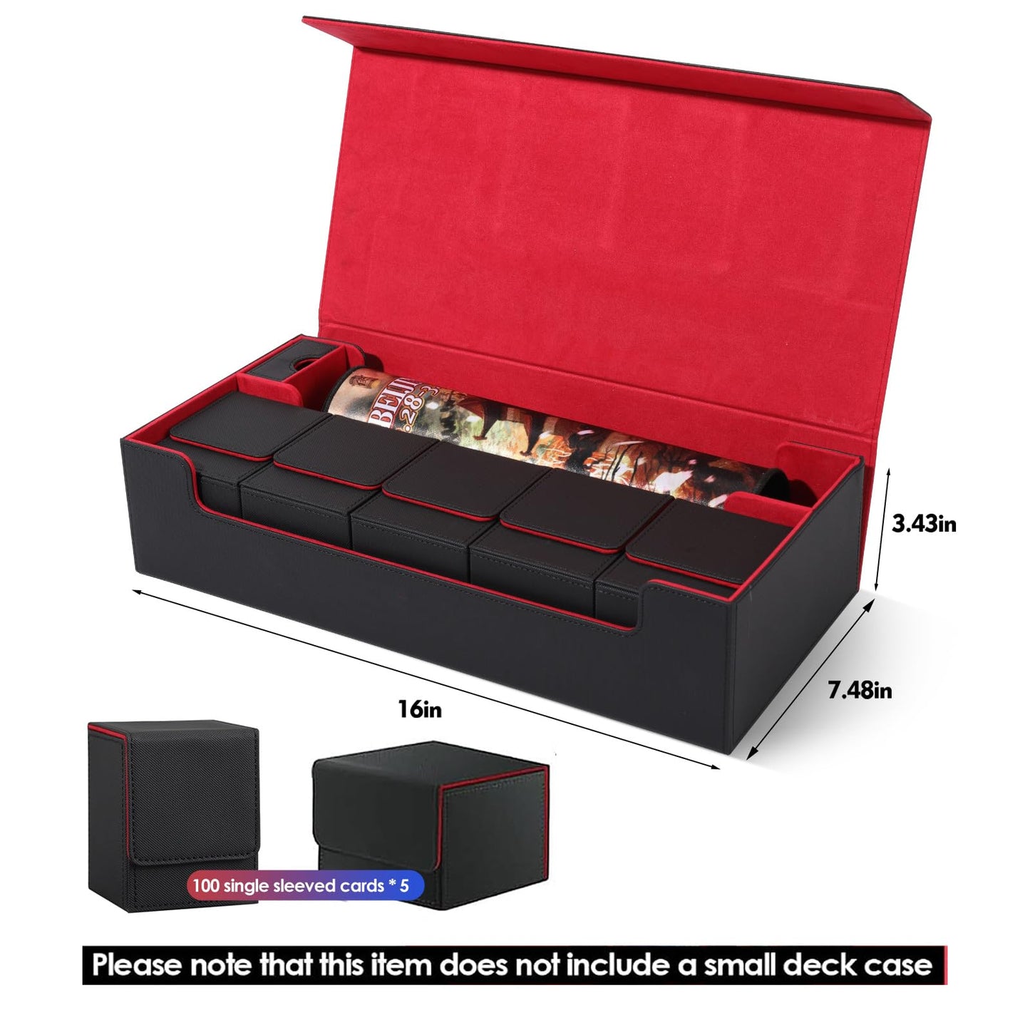 Scimi Premium Trading Card Storage Case with 5 Individual Deck Cases, Large MTG Commander Deck Box Holds 1800+ Cards, PU Leather Organizer for TCG &