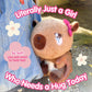 Plush Capybara Girl with Hairbow - Brie the Brave Baby-bara by PlushGoals | Crying Baby Stuffed Animal With Tears | Kawaii Style Super Soft Emotional